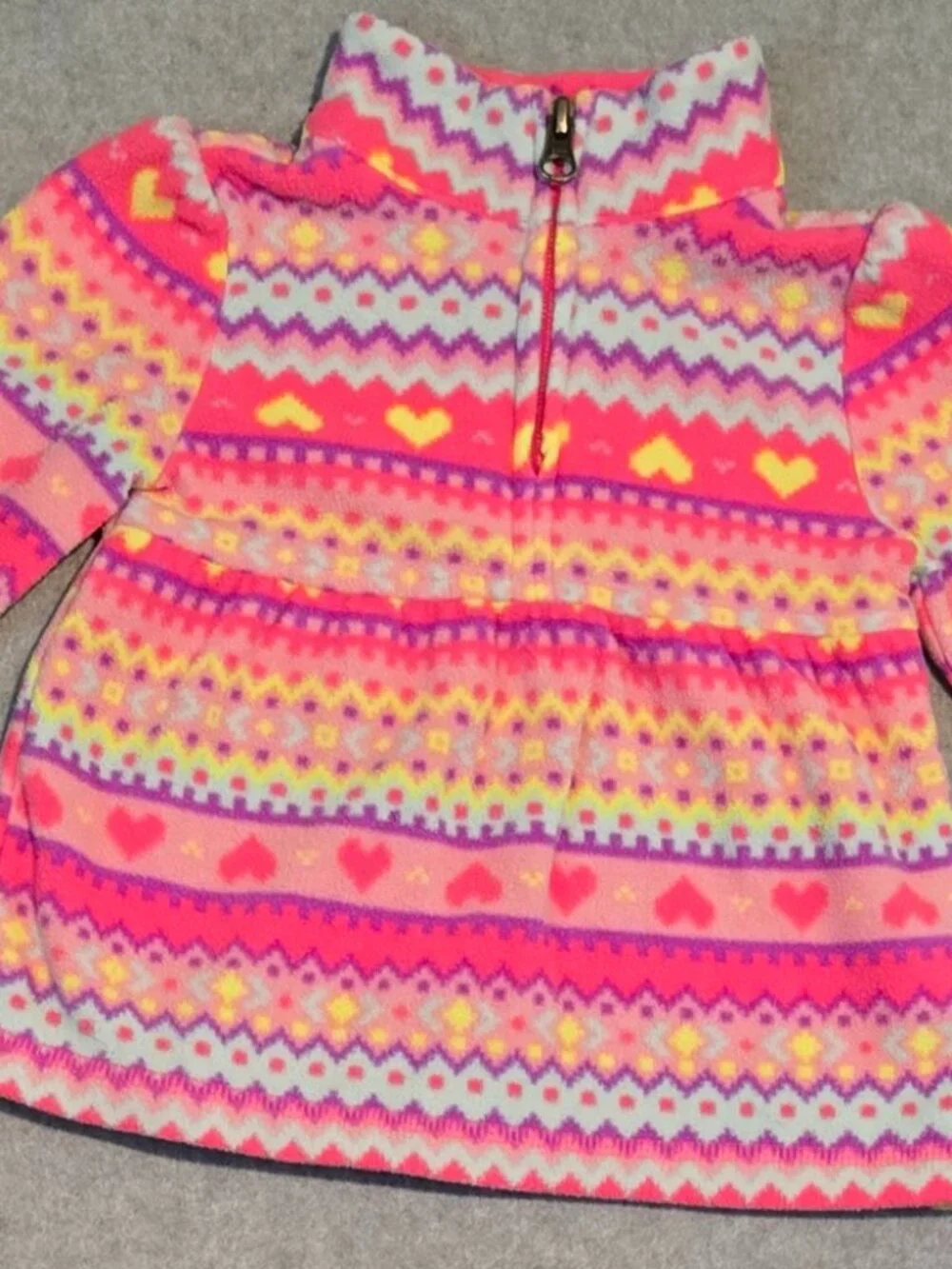 Children's Place Girl's Size 12-18M Quarter Zip Fleece Pink Multicolored Sweater